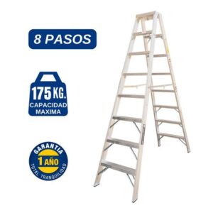 Escalera Aluminio Tijera Doble Ascenso de 8 Pasos Cap. Carga Max: 175 Kg Bronco American