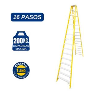 Escalera Fibra de Vidrio Tijera Doble Ascenso de 16 Pasos Cap. Carga Max: 200 Kg Bronco American