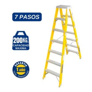 Escalera Fibra de Vidrio Tijera Doble Ascenso de 7 Pasos Cap. Carga Max: 200 Kg Bronco American