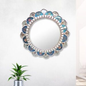 Espejo Decorativo Floral Plateado 45 cm
