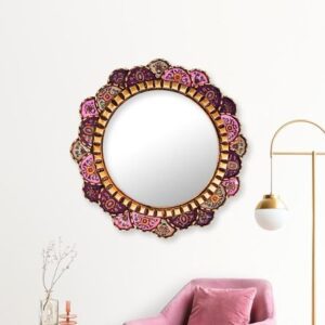 Espejo Decorativo Floral Rosa 45 cm