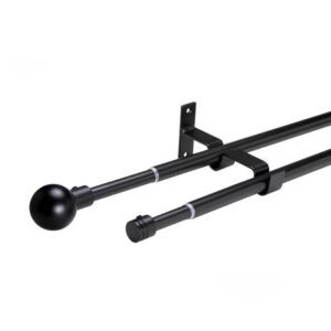 Pack Cortinero Doble Extensible Metalhsa Negro 16/19 mm x 120-210 cm Bola