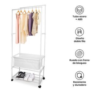 Perchero Metálico Doble Varilla - Blanco