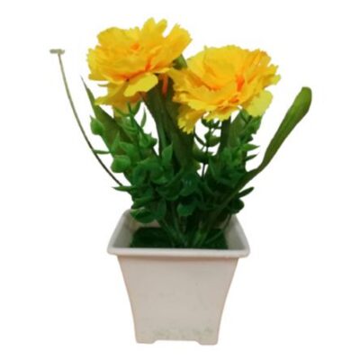 Planta Artificial con Maceta en Amarillo