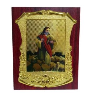 Retrato Cuadro Religioso Jesus Cordero del Mundo Pergamino Flores 1pza