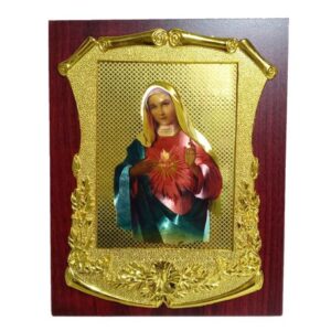 Retrato Cuadro Religioso Virgen Maria Pergamino Flores 1pza