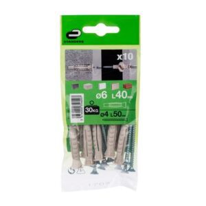 Tornillo + Tarugo 6x40mm x 10 unidades