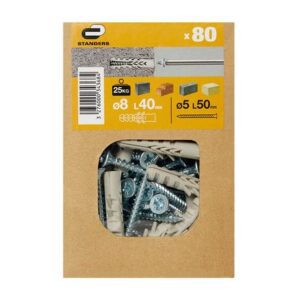 Tornillo + Tarugo 8x40mm x 80 unidades