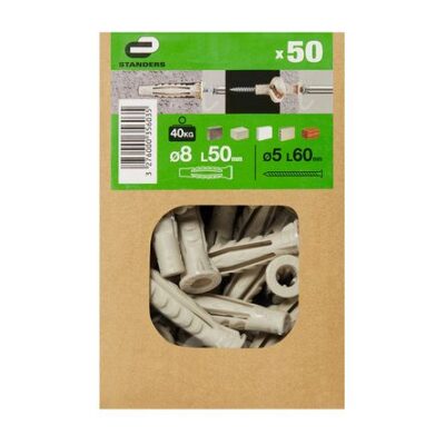 Tornillo + Tarugo 8x50mm x 50 unidades en caja