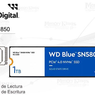 UNIDAD SSD M.2 PCIe 1TB WD BLUE SN580