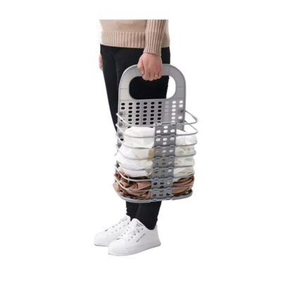 Cesta para Ropa Plegable Gris