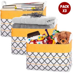 Pack X3 Cesta Organizador de Almacenamiento Plegable Dormitorio Amarillo 181C