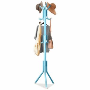 Perchero de Pie Colgador de Carteras y Ropa Celeste