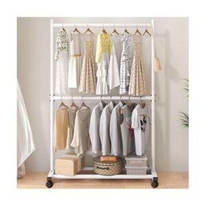Ropero Armario Closet Perchero Organizador Ropa 2 niveles YG65 Blanco