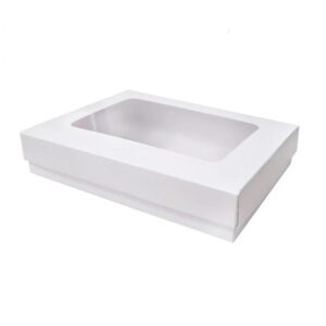 CAJA DE BOCADITO CON VENTANA (18X14X5CM) - BLANCO