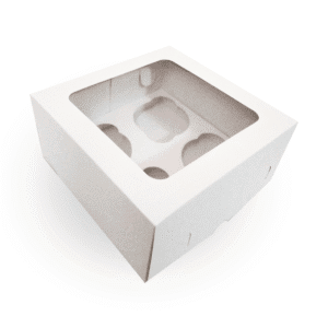 CAJA DE CUPCAKE X 4 - BLANCO (16X16X8CM)
