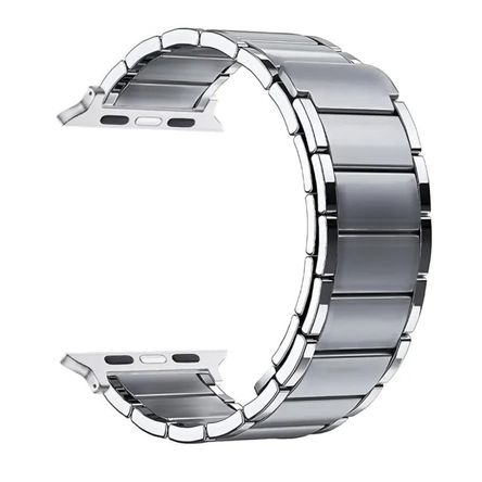 Correa Compatible con Apple Watch y Smart Watch Ultra de Acero Inoxidable Magnetico Two Section Color Plata