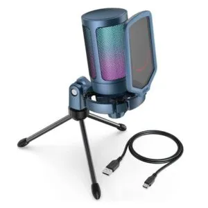 Micrófono Fifine Ampligame A6V RGB USB Cardioide Blue