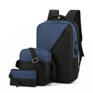Mochila 3 Piezas Laptop USB, Morral, Cartuchera Modelo 2 - Azul