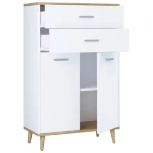 Alacena 2 puertas 2 cajones Lorena color Blanco/Haya TU MESITA