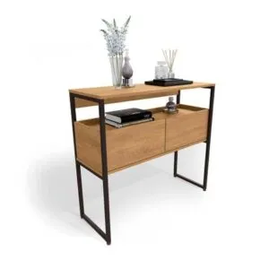 Aparador London 2 niveles 91x33cm Maple Metal