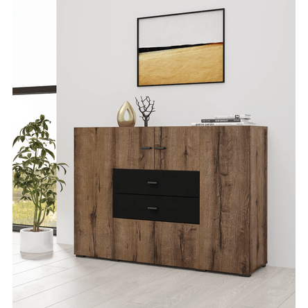 Aparador Recibidor Aconcagua 2 puertas 2 cajones TU MESITA color Marrón/Negro