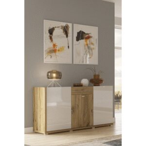 Aparador Recibidor Lars color Blanco/Duna TU MESITA 3 puertas 1 cajón