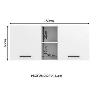 Armario Madesa Agata 150 cm 2 Puertas y 2 Nichos