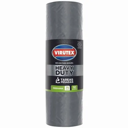 Bolsa de Basura VIRUTEX Antibacterial Rollo 75lt 10un