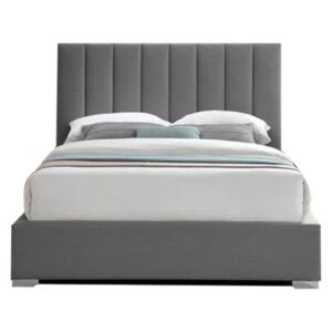 Cama Tapizada Listón LeMueble 1.5 Plz Plomo Oscuro