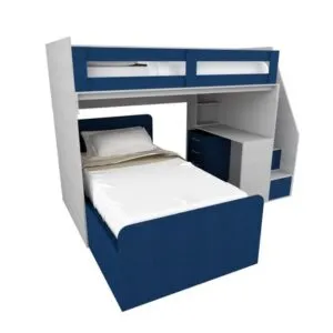 Camarote moderno con Escritorio Australia MR Muebles Azúl con Gris 1.5plz