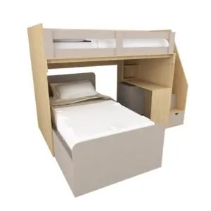 Camarote moderno con Escritorio Peppi MR Muebles Amaderado con marrón 1.5plz