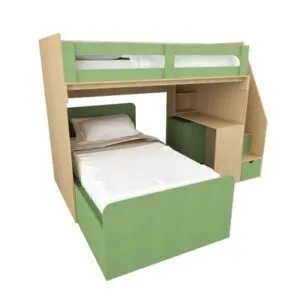 Camarote moderno con Escritorio Poli MR Muebles Gris con Amaderado 1.5plz