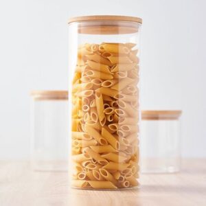 Canister vidrio redo tapa bambú 1300ml