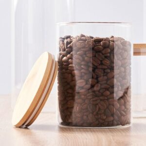 Canister vidrio redo tapa bambú 700ml