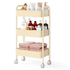 Carrito Organizador 3 Niveles con Ruedas para Baño W58 Amarillo