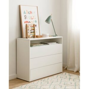 Cómoda Juvenil 3 cajones Budapest color Blanco TU MESITA
