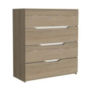 Cómoda Zoe 4 Cajones Color Rovere y Blanco Muebles Bonno
