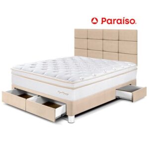 Dormitorio Royal Dynasty Cajones 2 Plazas y Cabecera Blocks Champagne