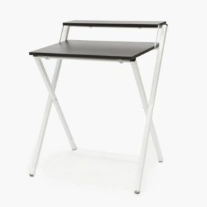 Escritorio Plegable Multifunción Negro con Patas Blancas