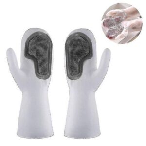 Guantes para Lavar Platos de Silicona Resistentes al Calor Cepillo White