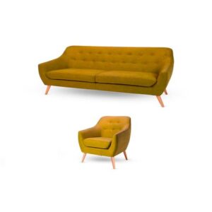 Juego de Sala Enmuebles Anyar 3 1 Color Amarillo