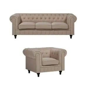 Juego de Sala formas home Chesterfield Beige