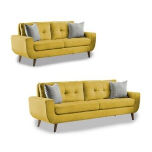 Juego de Sala Vintage 3 2 Kayruth Mostaza