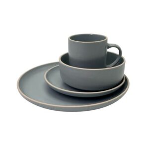 Juego de Vajilla Matte Gris Cerámica 16 Piezas