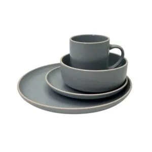 Juego de Vajilla Matte Gris Cerámica 16 Piezas