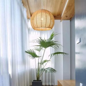 Lámpara colgante de bola de cuerda de cáñamo hecho a mano