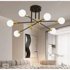 Lampara Corela Negro con Dorado 6 Luces