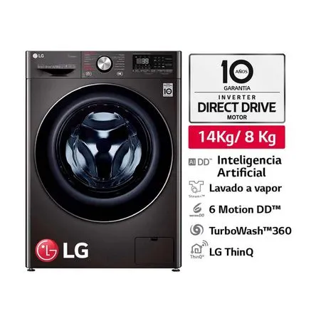 Lavaseca LG WD14BVC2S6C 14/8 Kg Negro Acero