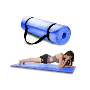Mat de Yoga Pilates 10 mm con Elástico Portátil-Azul